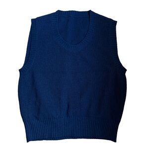 Vintage Dark Blue Sleeveless Knit Sweater Vest